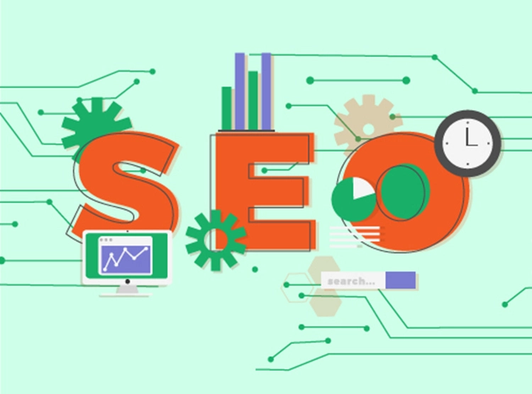 An infographic depicting the key elements of SEO services, including keyword research and website optimization techniques.